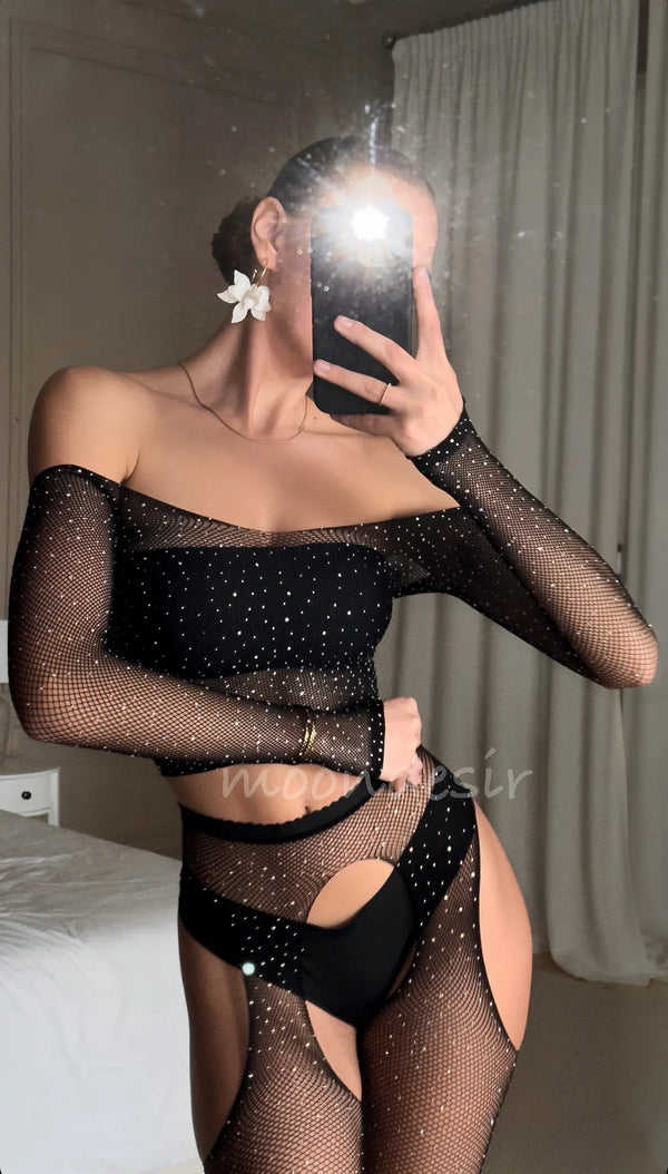 Vincent Premium Jeweled Sheer Bodystocking by The Lilith Noir