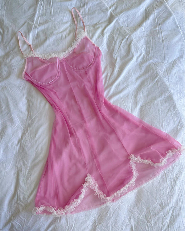Romantic Tulle Pink Babydoll - The Lilith Noir