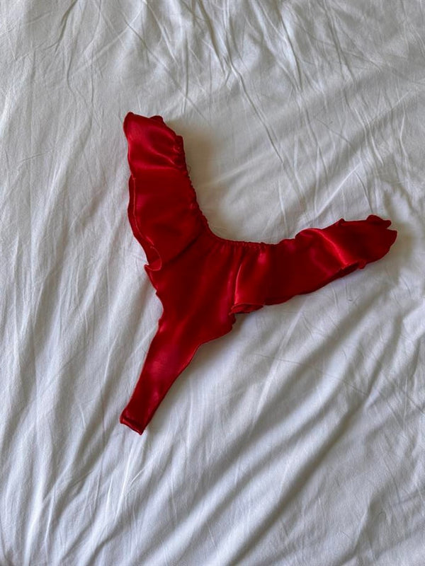 Red Satin Bra & Thong Set — The Lilith Noir - alternate view