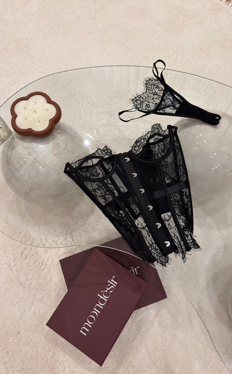 Élodie Lace Corset & Panty Set by The Lilith Noir — Detail Shot