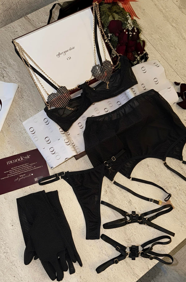 Black Lace Garter Belt Set — The Lilith Noir - alternate view
