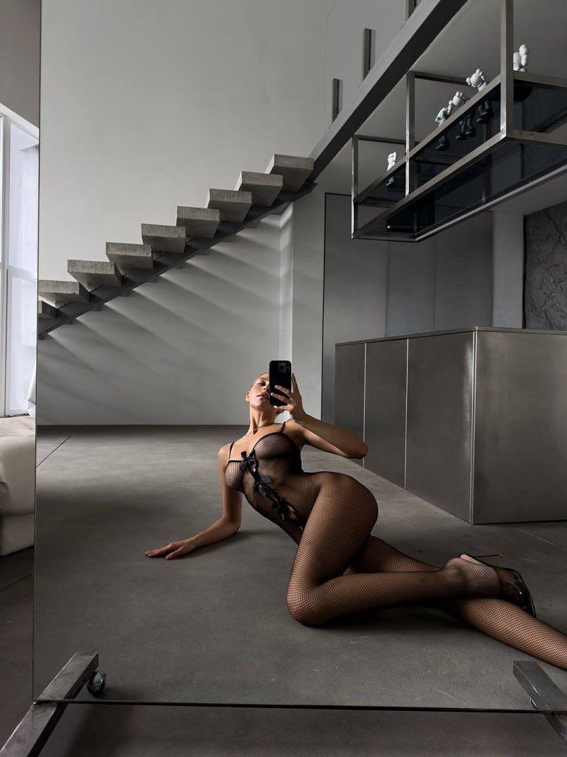 Black Lace Bodystocking by The Lilith Noir — Back View