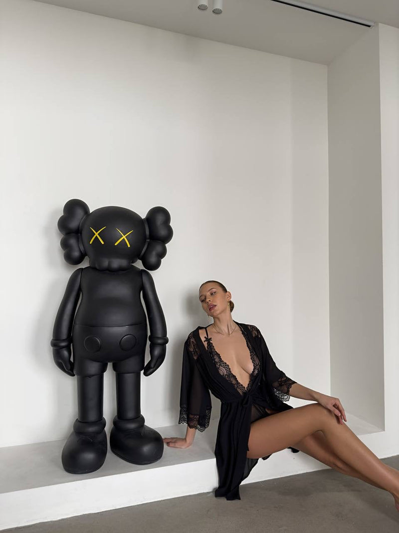 Olivia Satin Robe & Bodysuit Set by The Lilith Noir — Side View