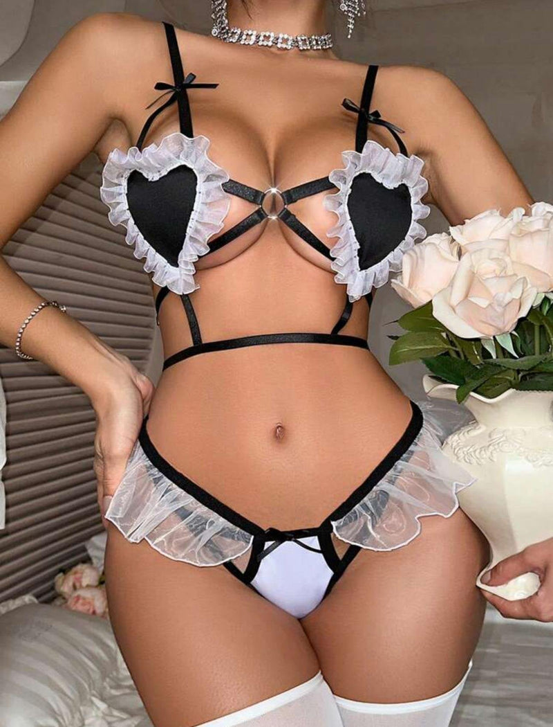 Black Heart Fantasy Lingerie Set by The Lilith Noir — Side View
