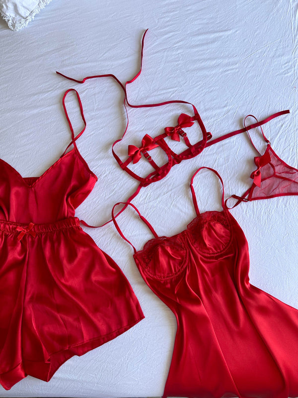 Red Lena Bridal Gift Lingerie Set by The Lilith Noir
