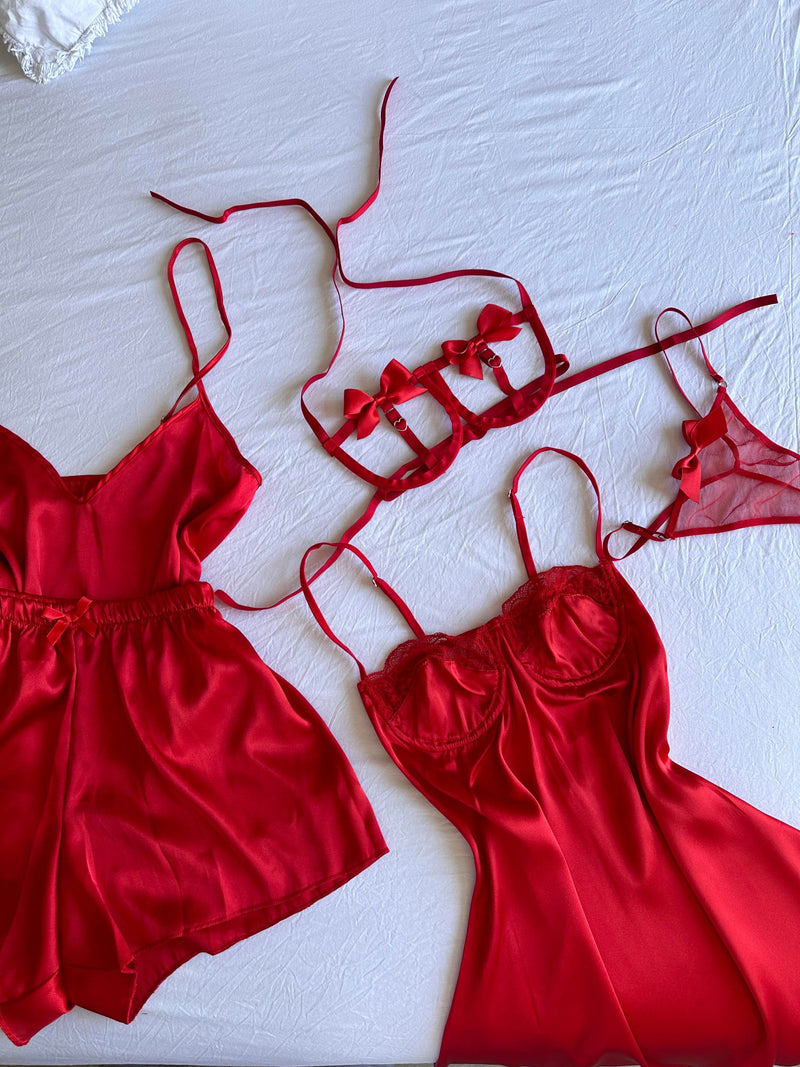 Red Lena Bridal Gift Lingerie Set by The Lilith Noir