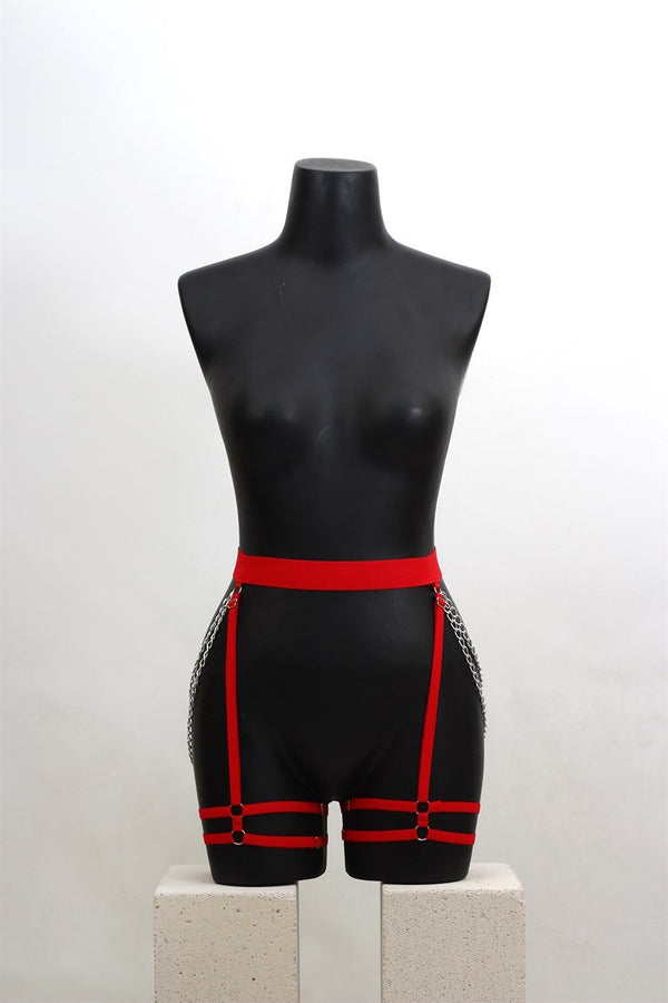 Red Chain Harness Lingerie Set by The Lilith Noir