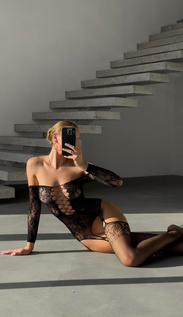 Black Sheer Bodystocking — The Lilith Noir - alternate view