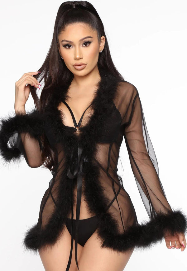 Black New Year Wrap Lingerie Set - alternate view