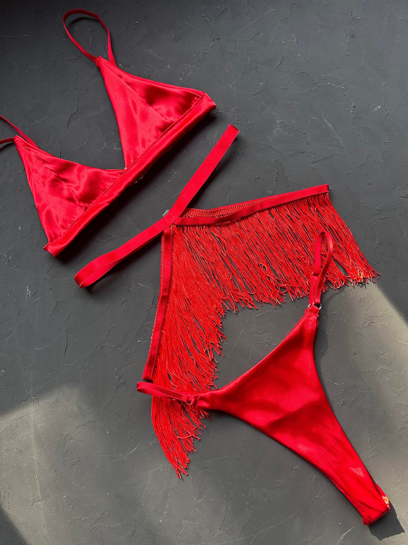 Reddish Harness Garter Belt Set with Exclusive Design Belt by The Lilith Noir