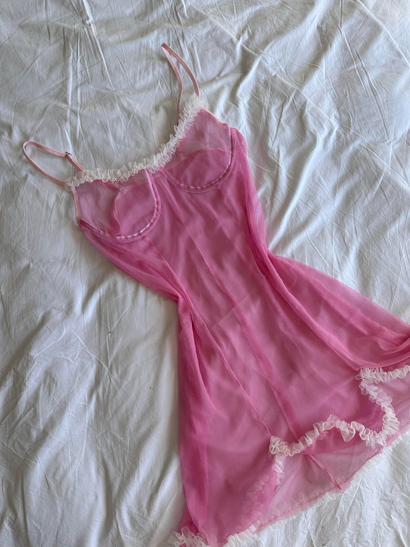 Romantic Tulle Pink Babydoll - The Lilith Noir