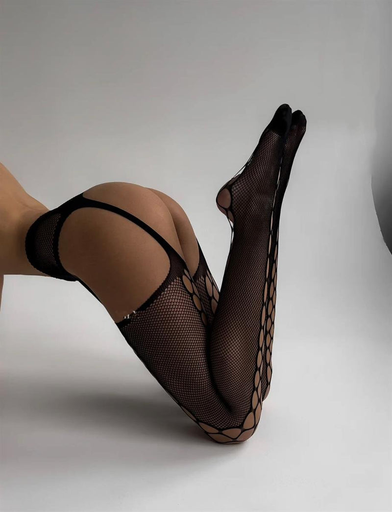 Black Lace Stocking Set by The Lilith Noir — Side View